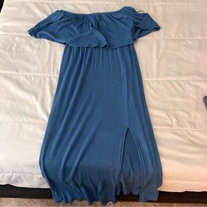 O’Neill strapless Carolina blue dress, ribbed, midi style, size M
